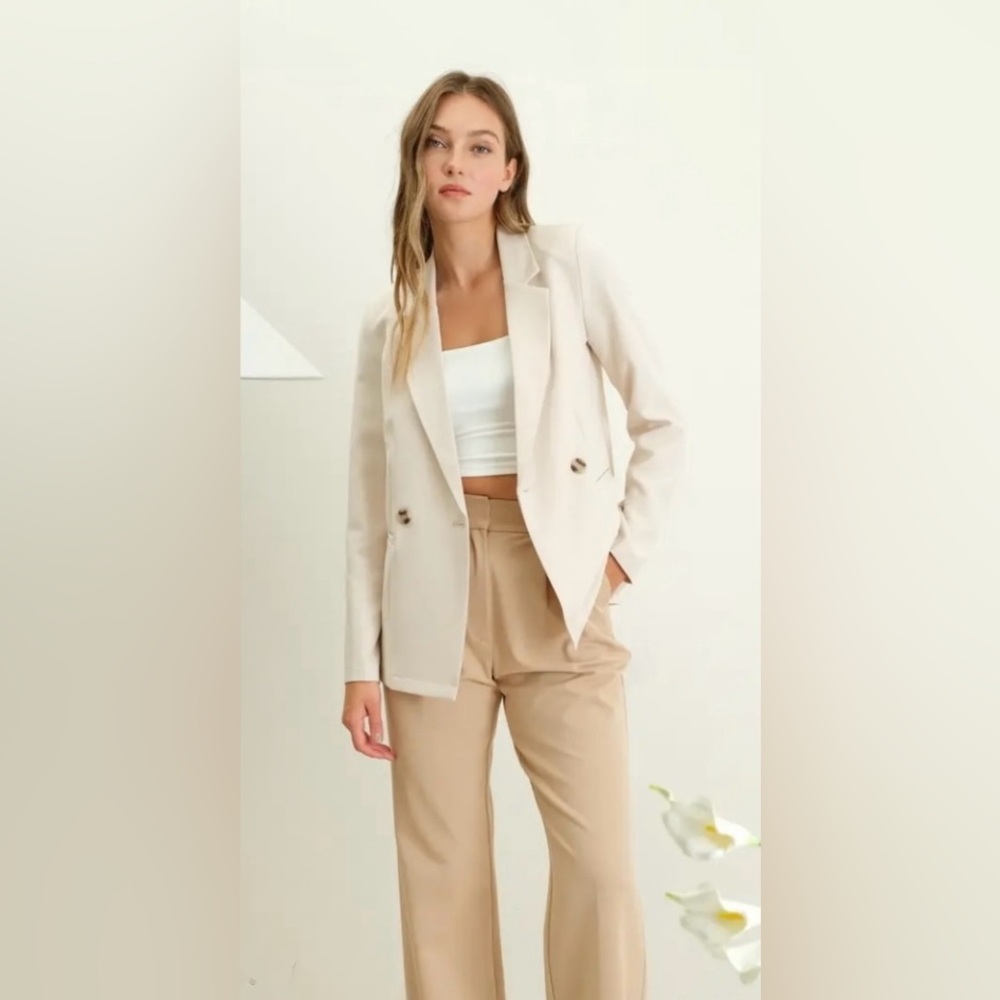 NWT The Workshop Studio Clothing Light Beige Blazer Size Small